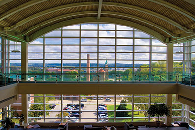 Photo of a wall of windows. Link to Gifts by Estate Note.